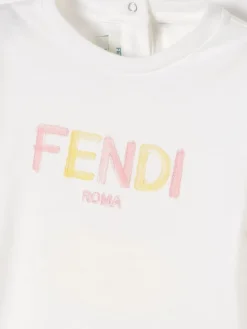 T-shirt in cotone con logo bicolor Fendi