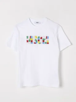 T-shirt in cotone con logo multicolor MSGM Kids