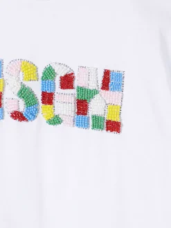 T-shirt in cotone con logo multicolor MSGM Kids