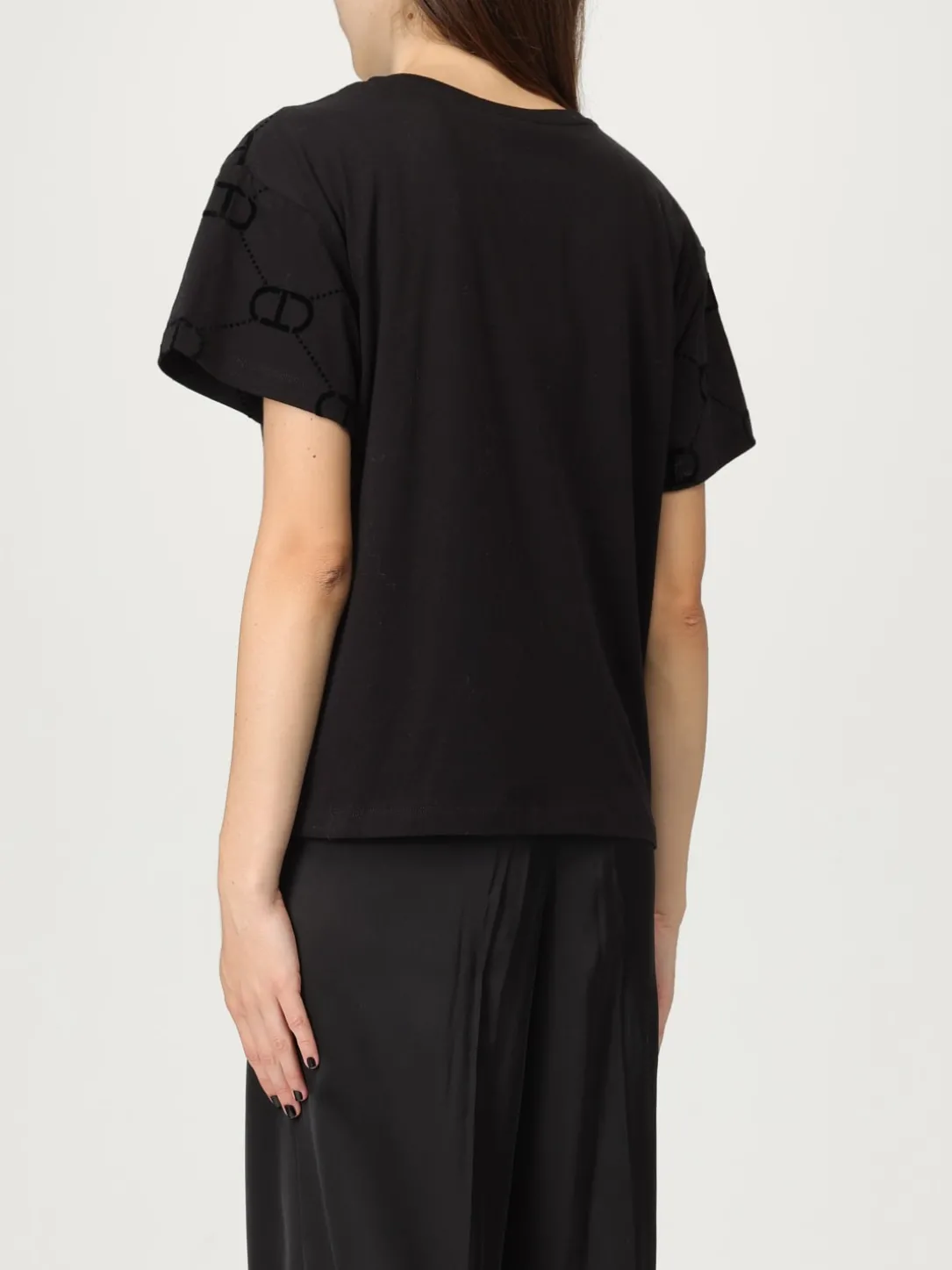 T-shirt in cotone con logo all-over Twinset