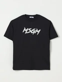T-shirt in cotone con logo stampato MSGM Kids