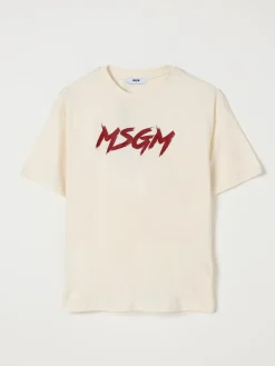 T-shirt in cotone con logo stampato MSGM Kids