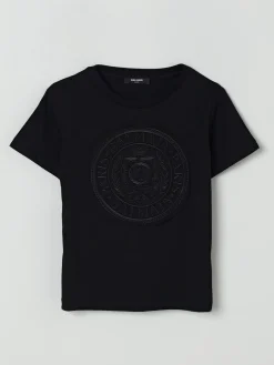 T-shirt in cotone con logo ricamato Balmain