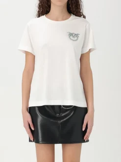 T-shirt in cotone con logo Love Birds Pinko