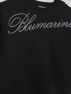 T-shirt in cotone con logo di strass Miss Blumarine