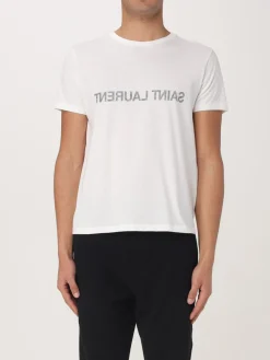 T-shirt in cotone con logo Saint Laurent