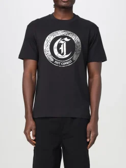 T-shirt in cotone con maxi monogramma Just Cavalli