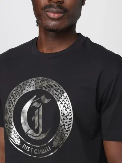 T-shirt in cotone con maxi monogramma Just Cavalli