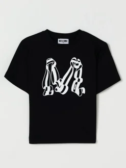 T-shirt in cotone con maxi logo Moschino