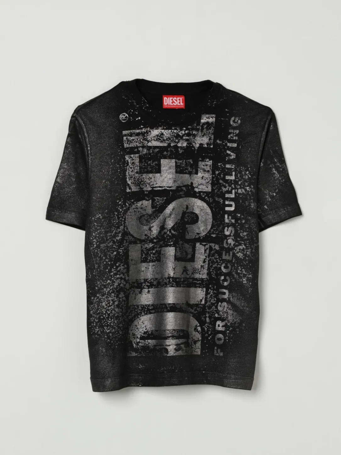 T-shirt in cotone con maxi logo stampato Diesel