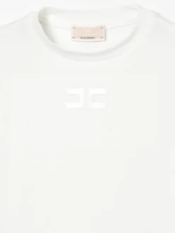 T-shirt in cotone con mini logo Elisabetta Franchi La Mia Bambina