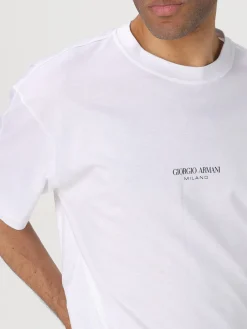T-shirt in cotone con mini logo Giorgio Armani