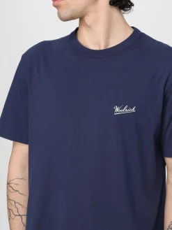 T-shirt in cotone con mini logo Woolrich