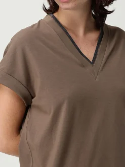 T-shirt in cotone con monile Brunello Cucinelli