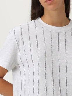T-shirt in cotone con paillettes Brunello Cucinelli