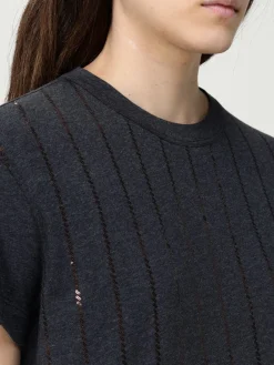 T-shirt in cotone con paillettes Brunello Cucinelli