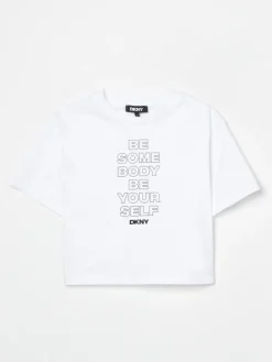 T-shirt in cotone con slogan Dkny
