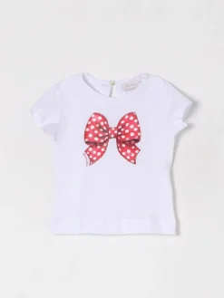 T-shirt in cotone con stampa fiocco Monnalisa