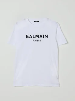 T-shirt in cotone con stampa logo Balmain