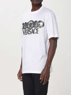 T-shirt in cotone con stampa grafica Versace