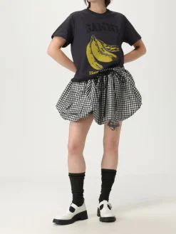 T-shirt in cotone con stampa BANANE Ganni