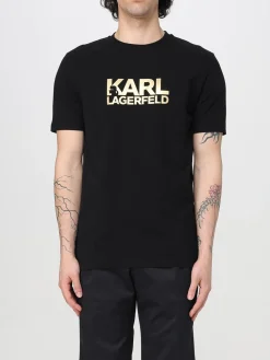 T-shirt in cotone con stampa logo Karl Lagerfeld