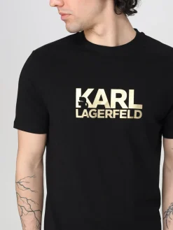 T-shirt in cotone con stampa logo Karl Lagerfeld