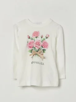 T-shirt in cotone con stampa floreale Monnalisa