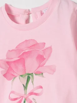 T-shirt in cotone con stampa floreale Monnalisa