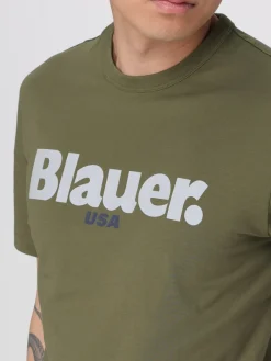 T-shirt in cotone con stampa logo Blauer