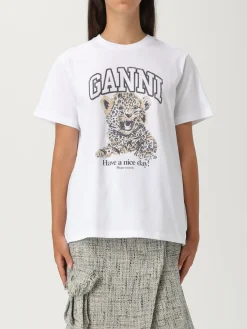 T-shirt in cotone con stampa animali Ganni