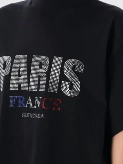 T-shirt in cotone con strass Balenciaga