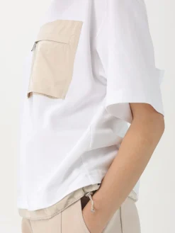 T-shirt in cotone con toppe e zip Moorer