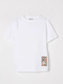 T-shirt in cotone con toppa check Burberry