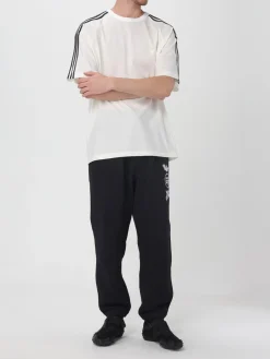 T-shirt in cotone over con bande e logo Y-3