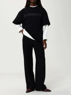 T-shirt in cotone over con logo Jil Sander
