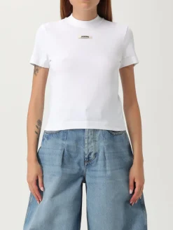 T-shirt in cotone slim con logo Jacquemus