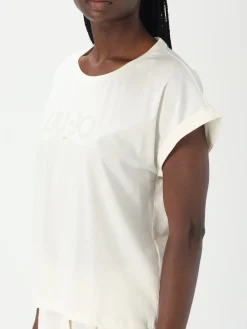 T-shirt in cotone stretch con logo Liu Jo