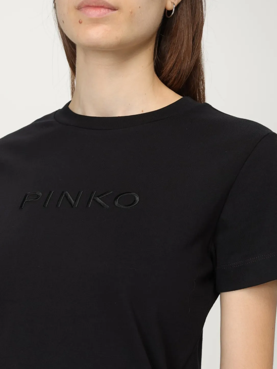 T-shirt in jersey con logo Pinko