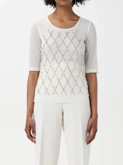 T-shirt in misto cotone con applicazioni Twinset