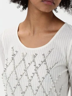 T-shirt in misto cotone con applicazioni Twinset