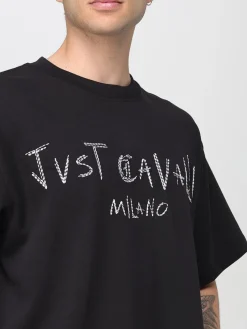 T-shirt Just Cavalli in cotone con logo di strass