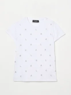 T-shirt logata con strass Karl Lagerfeld Kids