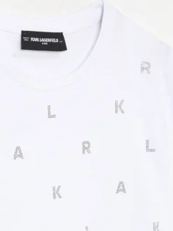 T-shirt logata con strass Karl Lagerfeld Kids