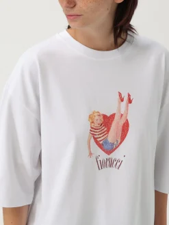 T-shirt over in cotone con logo Fiorucci