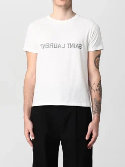 T-shirt Saint Laurent in cotone con logo rivesciato