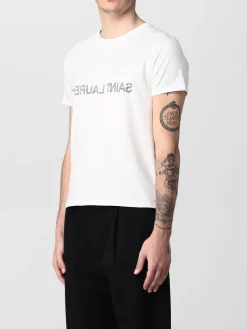 T-shirt Saint Laurent in cotone con logo rivesciato