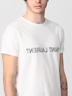 T-shirt Saint Laurent in cotone con logo rivesciato