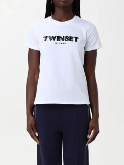 T-shirt Twinset in cotone con logo gioiello