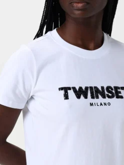 T-shirt Twinset in cotone con logo gioiello